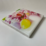 EASTER Eggs And Flowers Coaster Ceramic Tile Pink Tulips